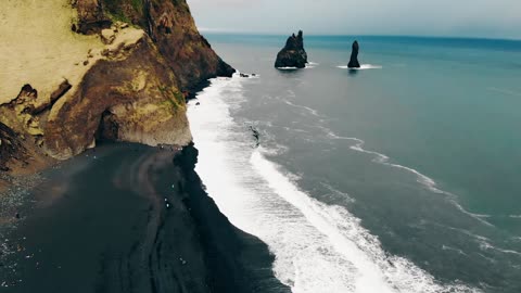 Aerial View of Basalt Sea Stacks