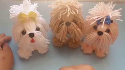 Puppy made with toilet paper roll + wool