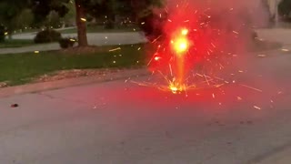 Baby Disapproves of Firework Fountain