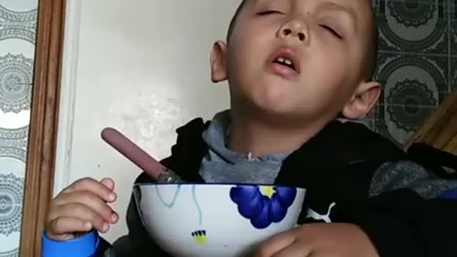 Funny Little boy sleeping