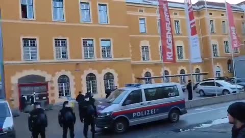 Austria protests outside the mainstream media building screaming Fake News Today