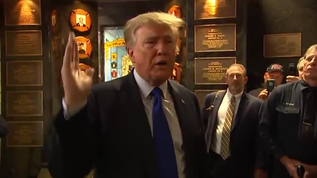 President Trump visits New York City Police and Fire fighters on 20th memorial of 9/11.