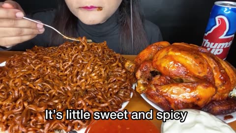 ASMR EATING SPICY BLACKBEAN NOODLES+WHOLE ROASTED CHICKEN l BIG BITES l *FOOD EATING VIDEOS*