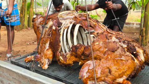 300 Kg WHOLE BEEF ROAST | 6 Hours Roasting a Whole Buffalo Tandoor | Beef Mandhi Recipe