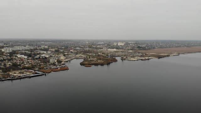 Aerial View of a City by a River