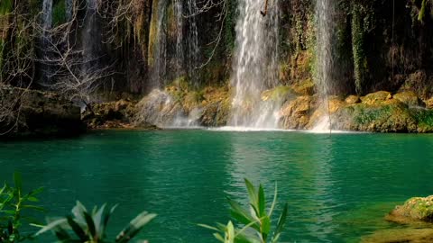 Natural Beautiful lake and falls video footage