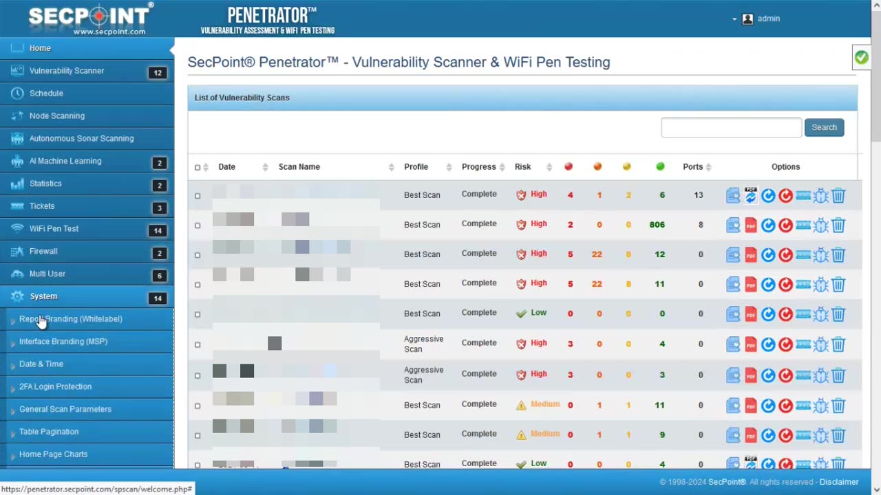 SecPoint Penetrator v59 Vulnerability Scanner General Settings