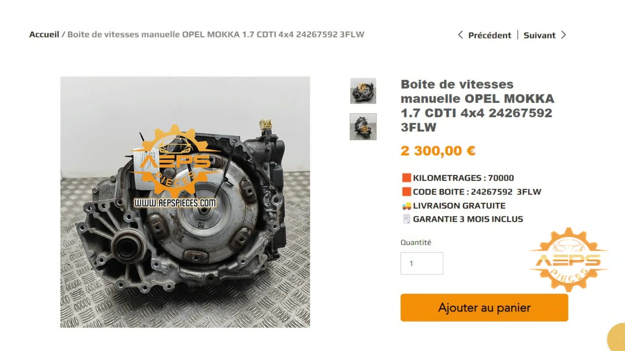 AEPSPIECES.COM - Boite de vitesses manuelle OPEL MOKKA 1.7 CDTI 4x4 24267592 3FLW