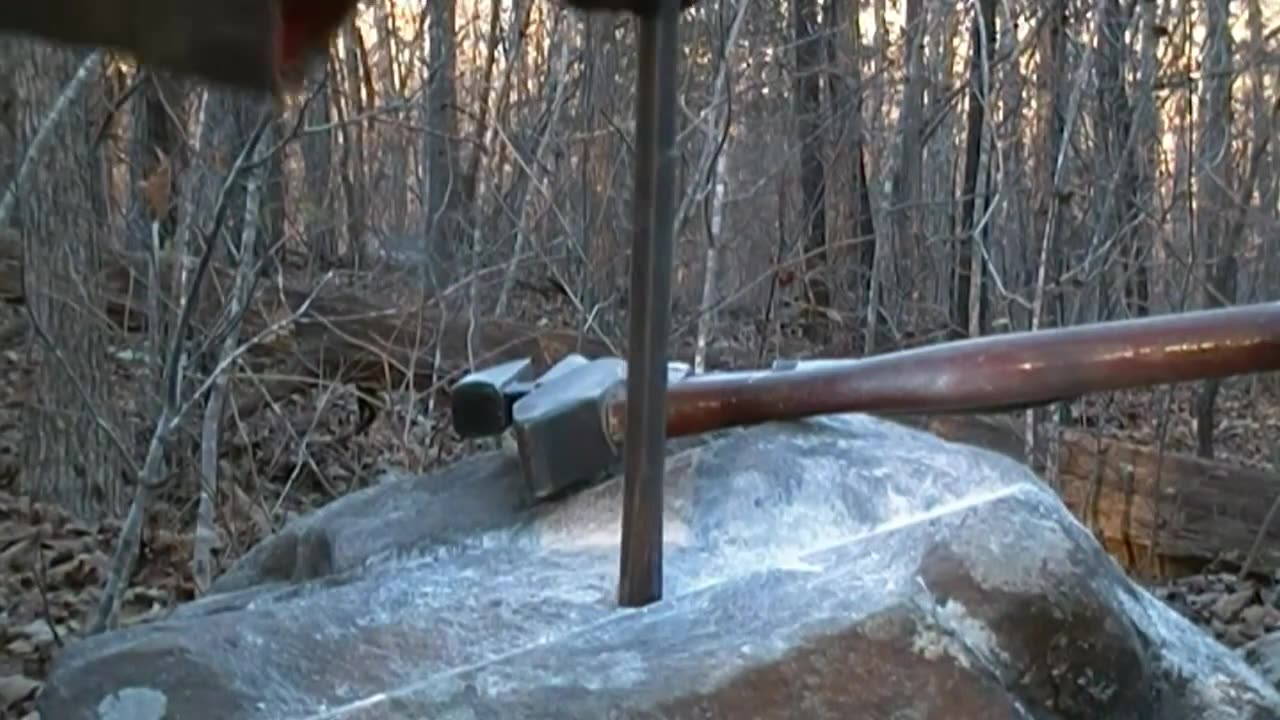 Drilling A Hole in A Rock the Old Way