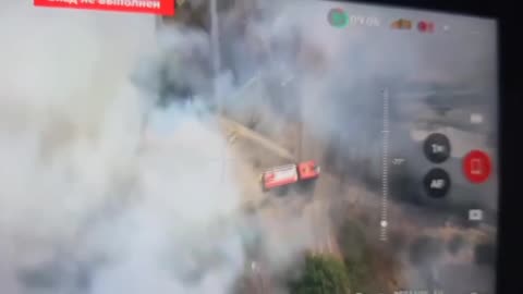 Russian Drone Attacks Ukrainian Firetruck Responding to School Fire(Kherson)