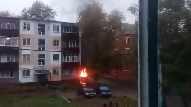 Car Explodes in a Yard full of People!