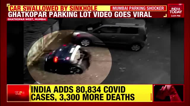 Viral Video: Car Swallowed By Sinkhole At Mumbai Parking Lot After Rain | Watch