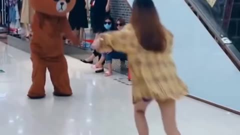 Cute teddy in public -people funny reaction