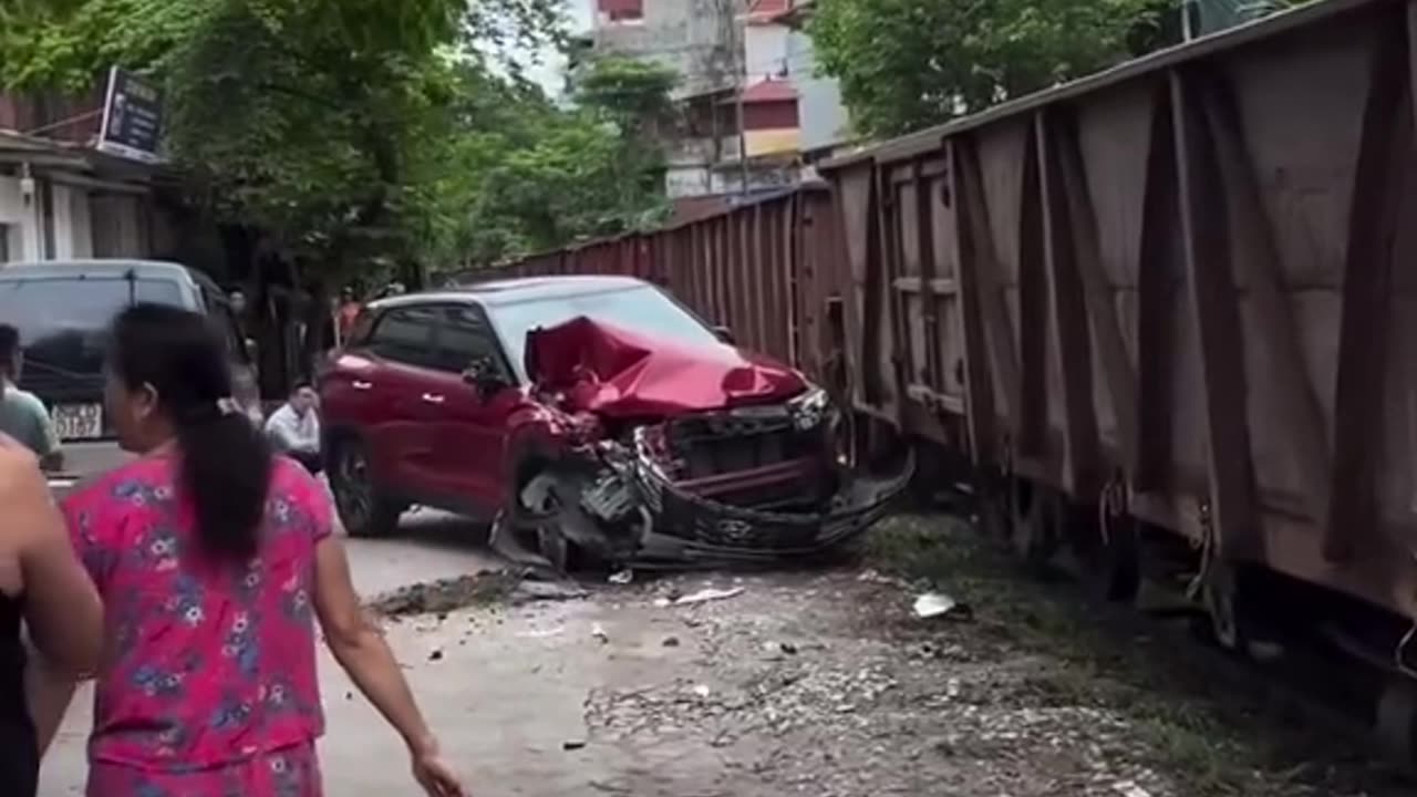 Train accident with brand new car