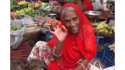 Aunty teasing a foriegner.
