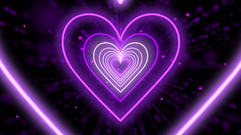 095. Neon Lights Love Heart Tunnel Background💜Purple Heart Heart