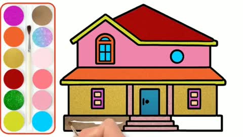 Drawing and Coloring for Kids - How to Draw House