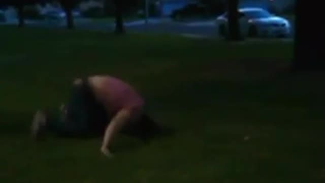 Guy in red shirt backflip fail grass in the dark