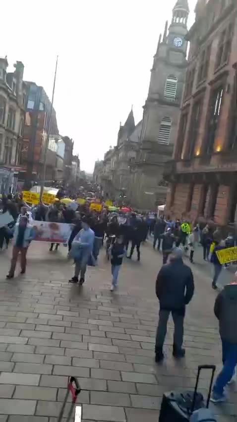 Glasgow Scotland: Vaccine passport/COVID mandate protests Nov. 20, 2021