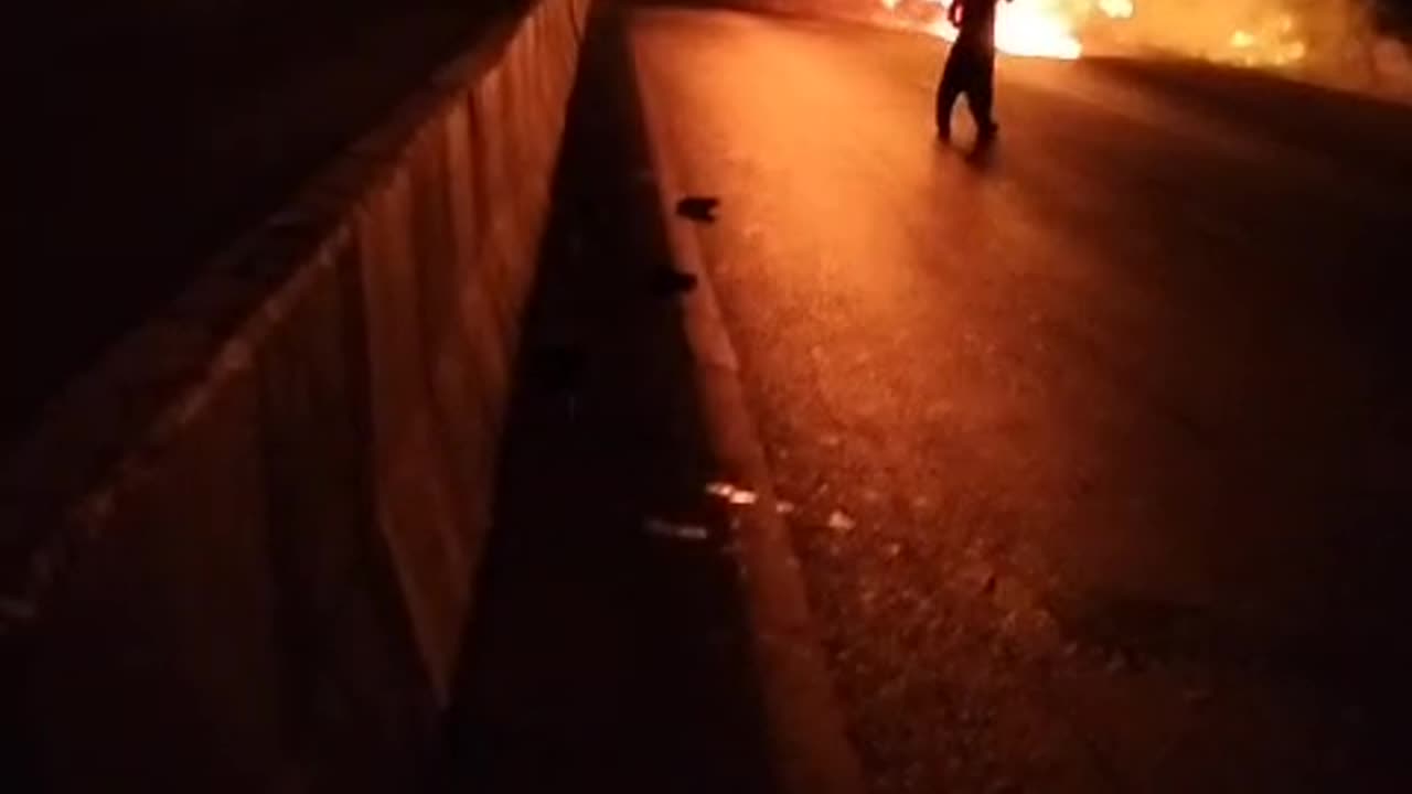 Diesel catch fire on highway