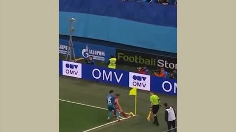 The ball perfectly place on the line