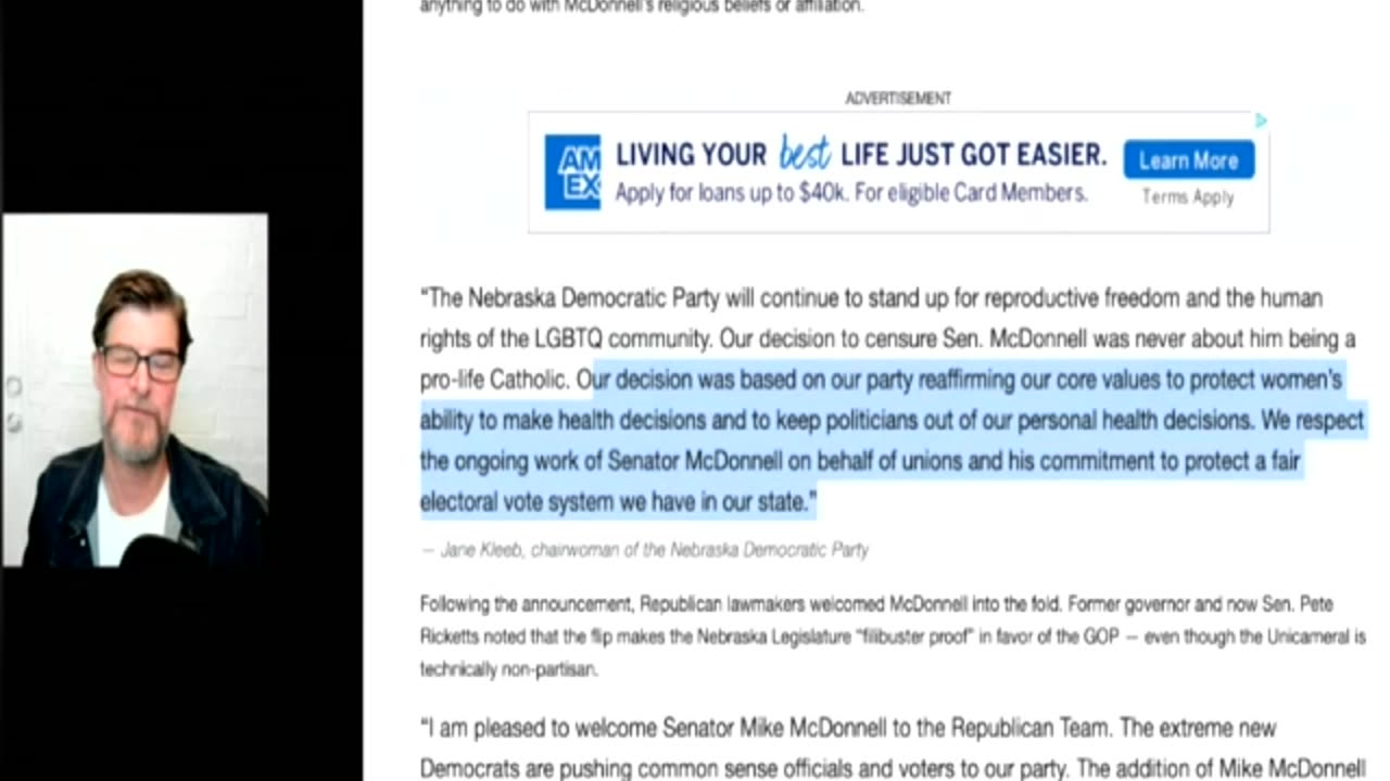 240403 Democrat State Senator Of Nebraska SWITCHES PARTY Over Life Issue.mp4