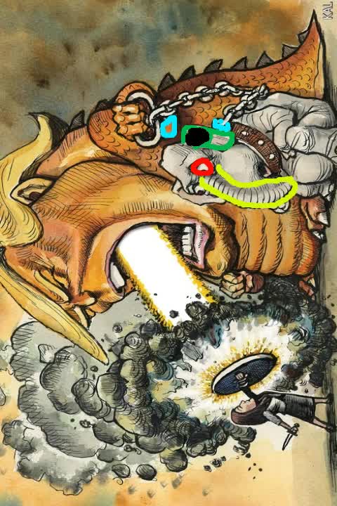 Up A's Nose In Trump Elephant Cartoon