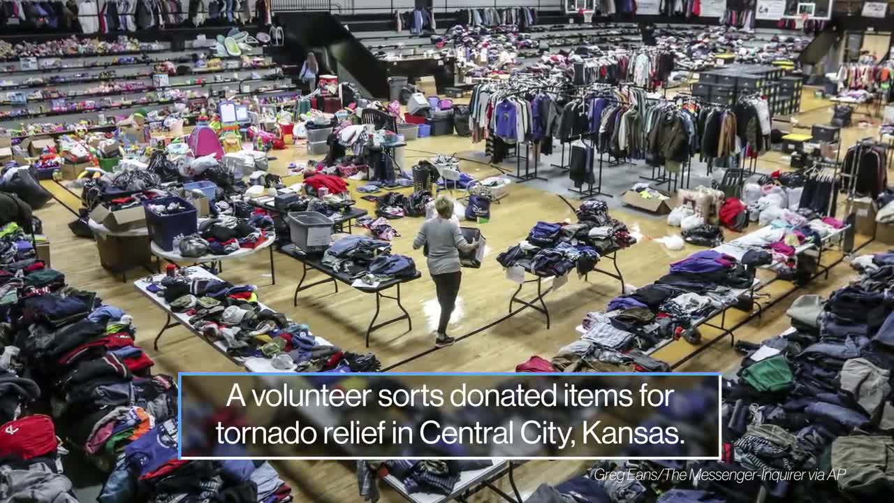 Tornado recovery, COVID lines, holiday displays_ This Week in Pictures.