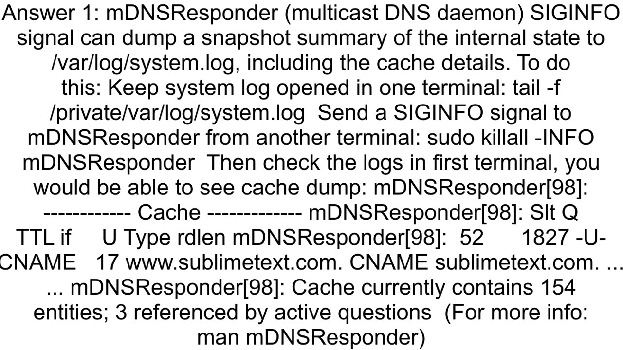 How to view DNS cache in OSX