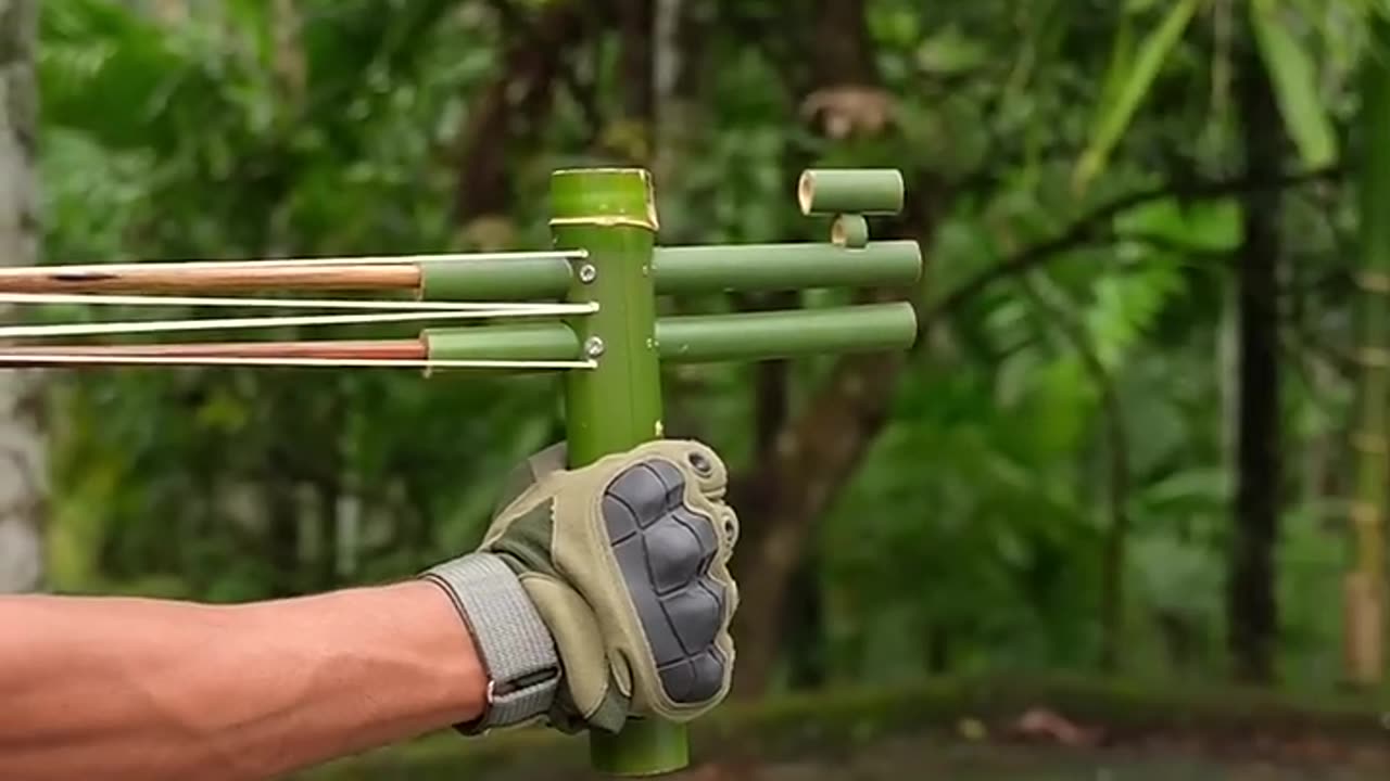 Bamboo creations with two stick slingshot