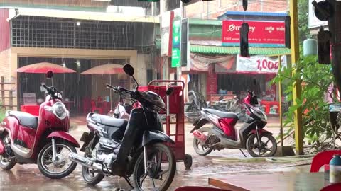 Motorcycle under raining