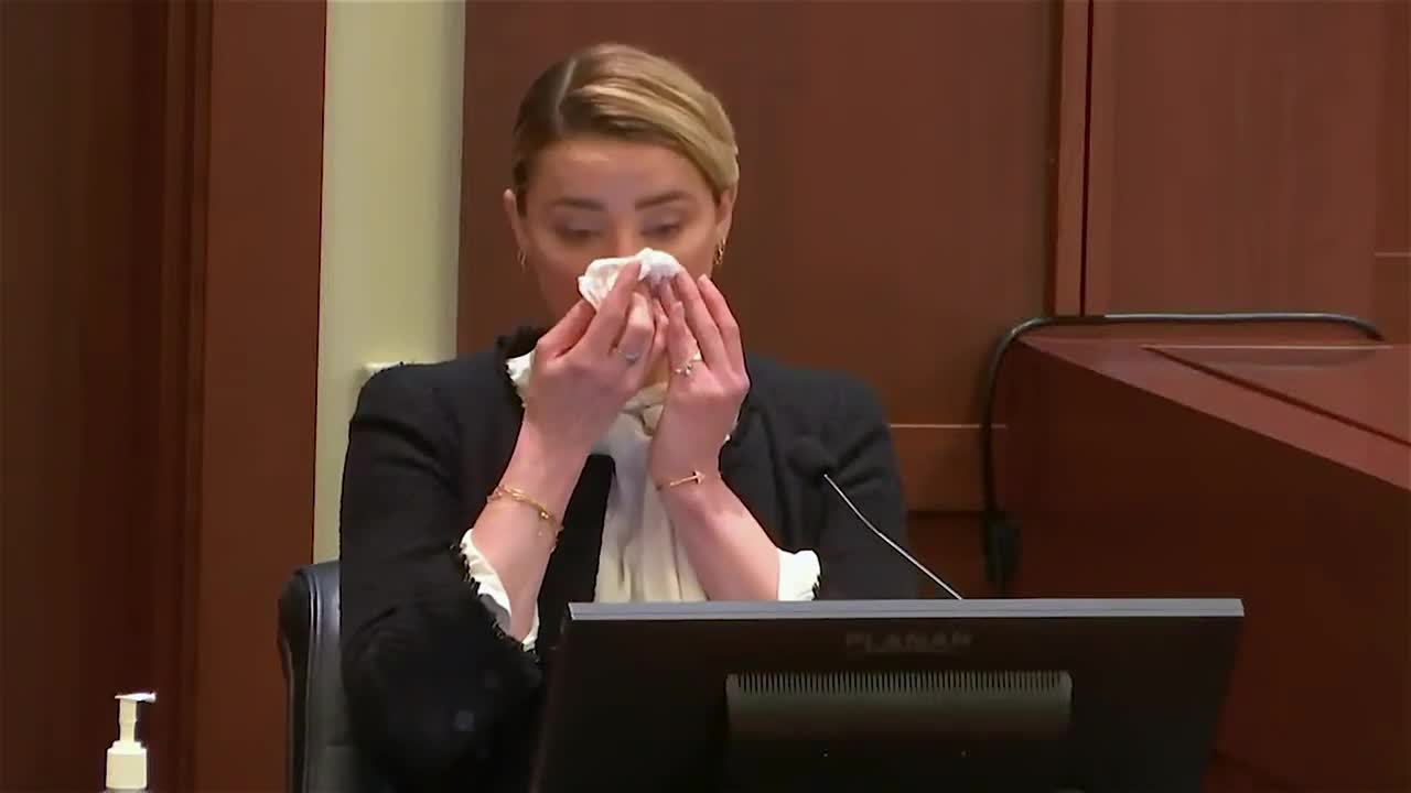 Amber Heard Poses for Photo While Fake Sobbing with a Tissue