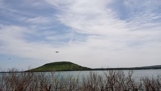 Military planes spraying