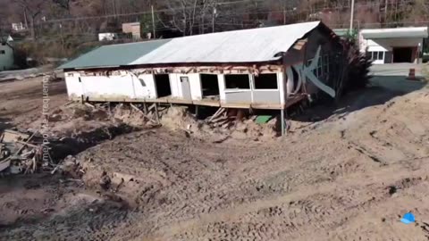 Aerial footage of Lake Lure, North Carolina 75 days after Hurricane Helene