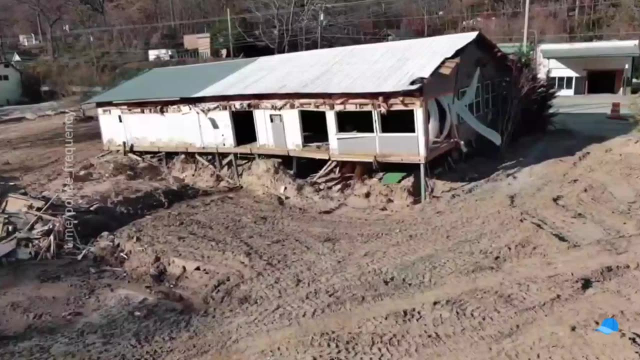 Aerial footage of Lake Lure, North Carolina 75 days after Hurricane Helene