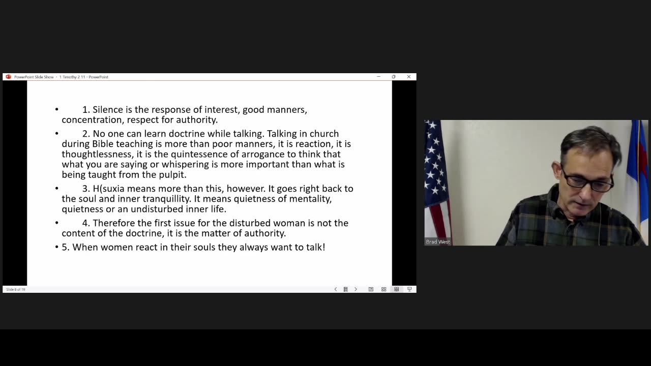 1 Timothy 2:11, Pastor Brad West, 27 December 2023