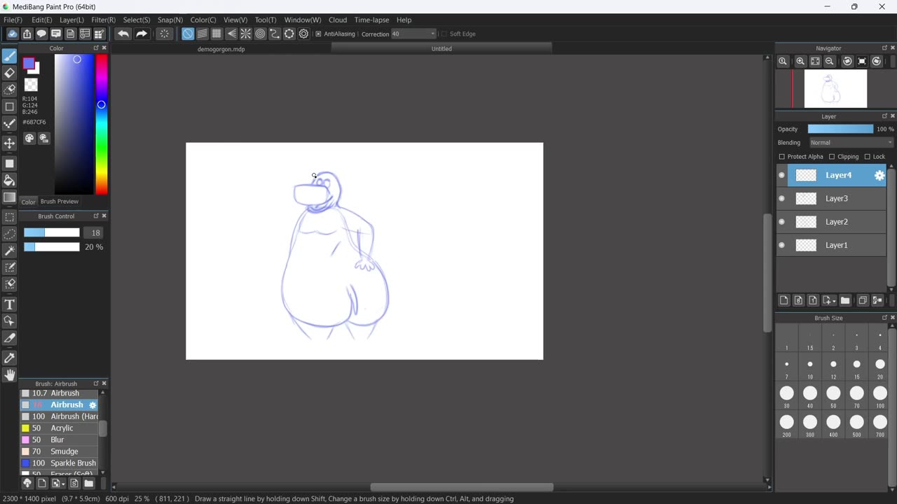 Drawing Gloria the Hippo - Sketch