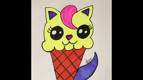 how to draw ice cream. Cute Kitten