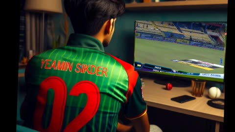 A boy watch Bangladeshi cricket match