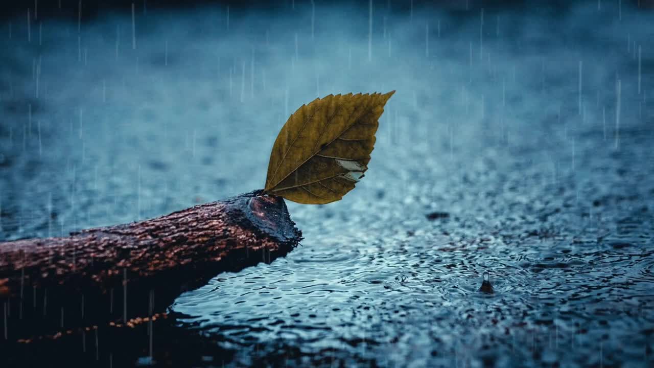 Leaf in Rain Background Very Beautiful View