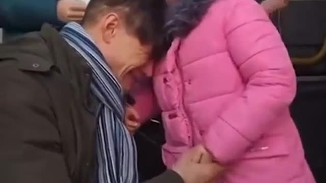 Ukrainian Father Says Goodbye To His Daughter.