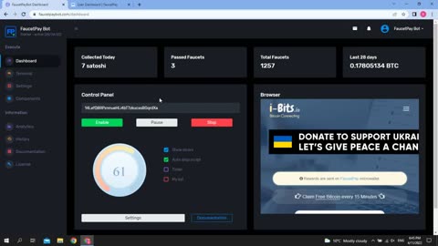 Bitcoin FaucetPay Bot - Automatic Collection BTC Coins from Faucet