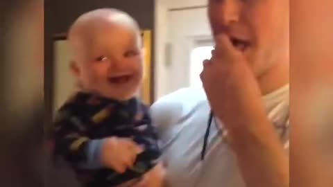 Look at the dad and baby having fun