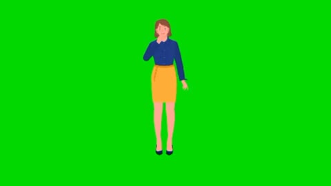 Female employee surprised green screen video