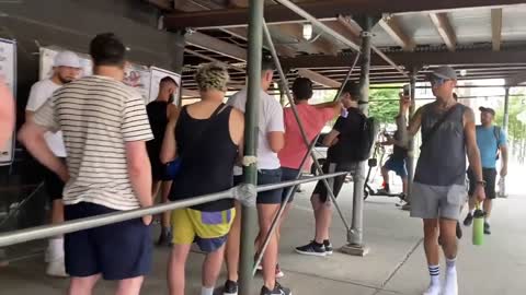 100s line up at a pop-up Monkey Pox Vaccination site in Brooklyn NY #shorts