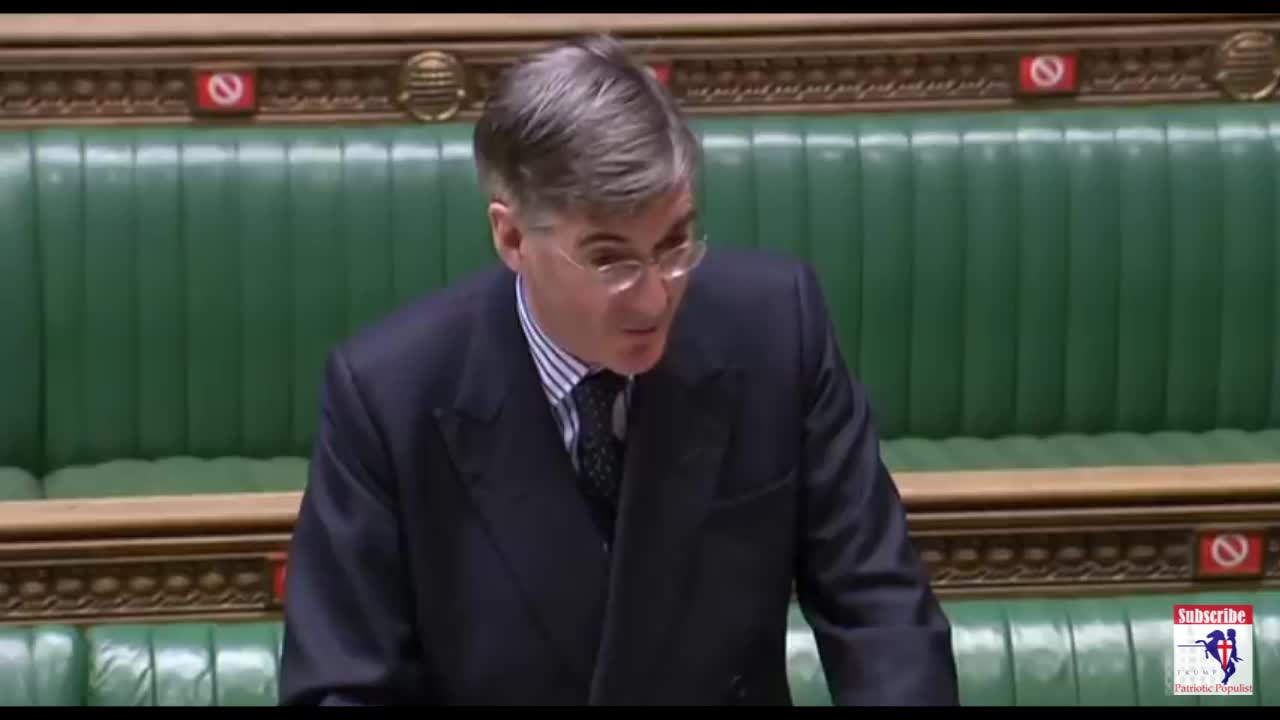 Jacob Rees-Mogg MP Shows Parliament His Union Jack Face-Mask