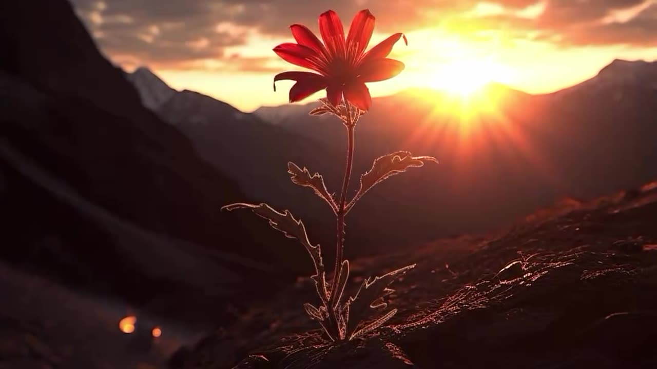 A single flower bathed in nature's golden light.