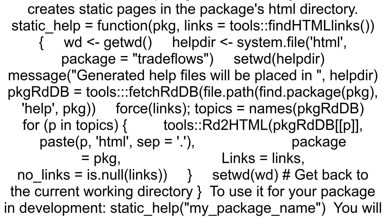 Export R package documentation to a web page