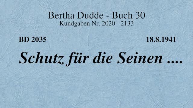 BD 2035 - SCHUTZ FÜR DIE SEINEN ....