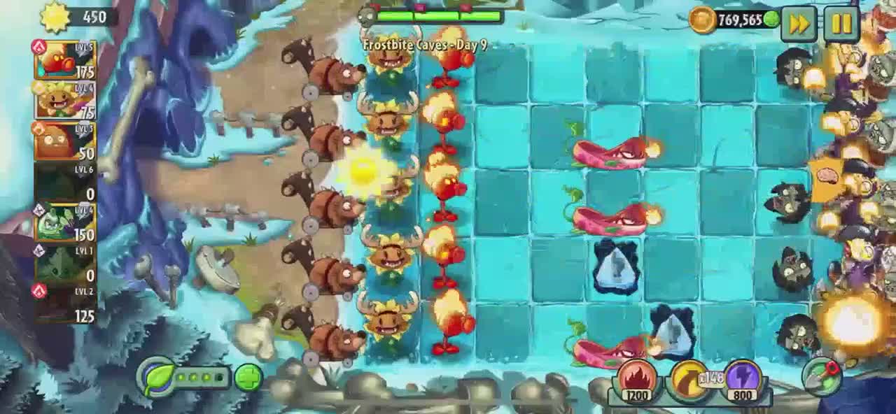 Plants vs Zombies 2 Frostbite Caves - Day 9